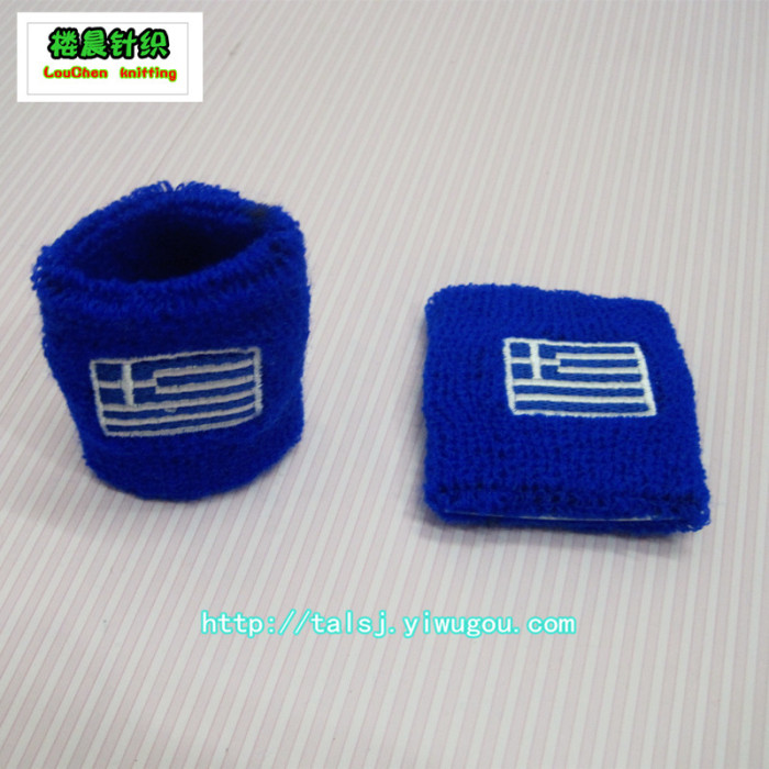 The environmental quality of cashmere knitted Flag of Greece Wristband Wrist Cuff custom material The environmental quality of cashmere knitted Flag of Greece Wristband Wrist Cuff custom material