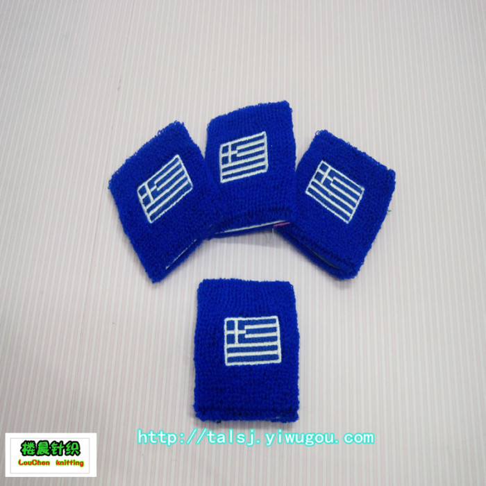 The environmental quality of cashmere knitted Flag of Greece Wristband Wrist Cuff custom material The environmental quality of cashmere knitted Flag of Greece Wristband Wrist Cuff custom material
