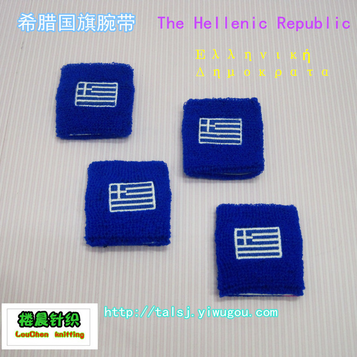 The environmental quality of cashmere knitted Flag of Greece Wristband Wrist Cuff custom material The environmental quality of cashmere knitted Flag of Greece Wristband Wrist Cuff custom material