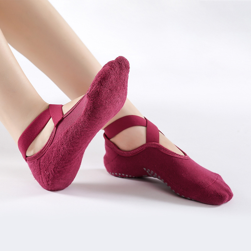 [Factory Direct Supply] Cross-Border Cotton Cross Yoga Socks Ballet Pilates Sports Dispensing Terry-Loop Hosiery
