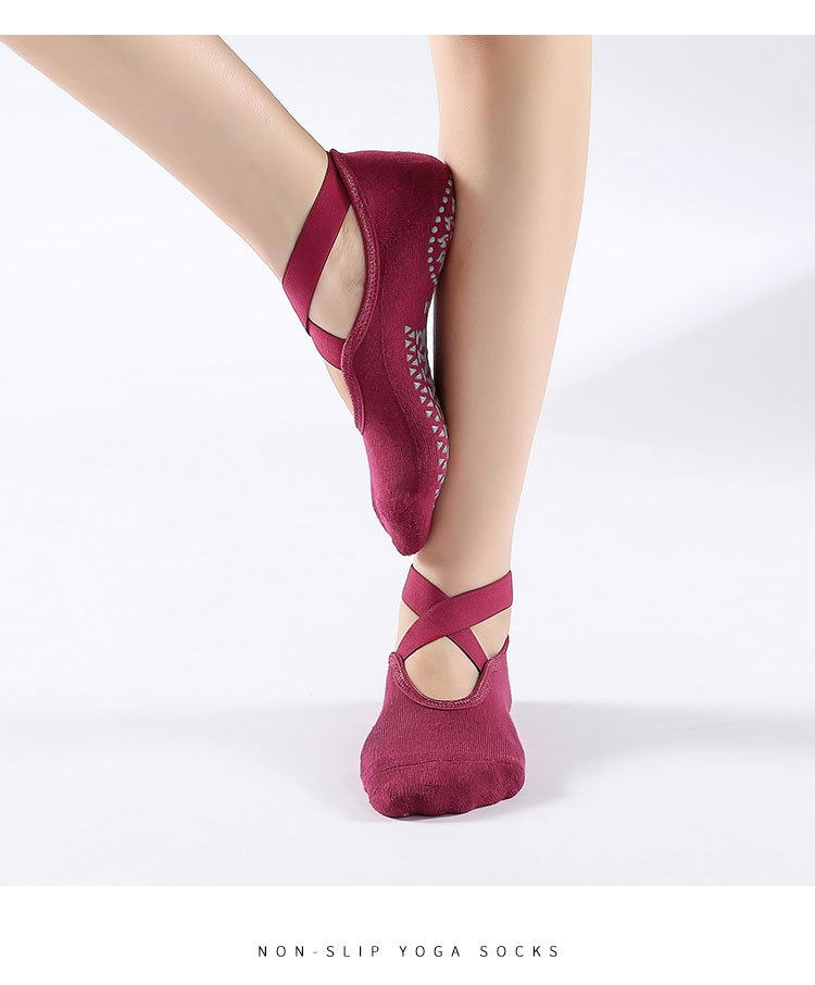 [Factory Direct Supply] Cross-Border Cotton Cross Yoga Socks Ballet Pilates Sports Dispensing Terry-Loop Hosiery