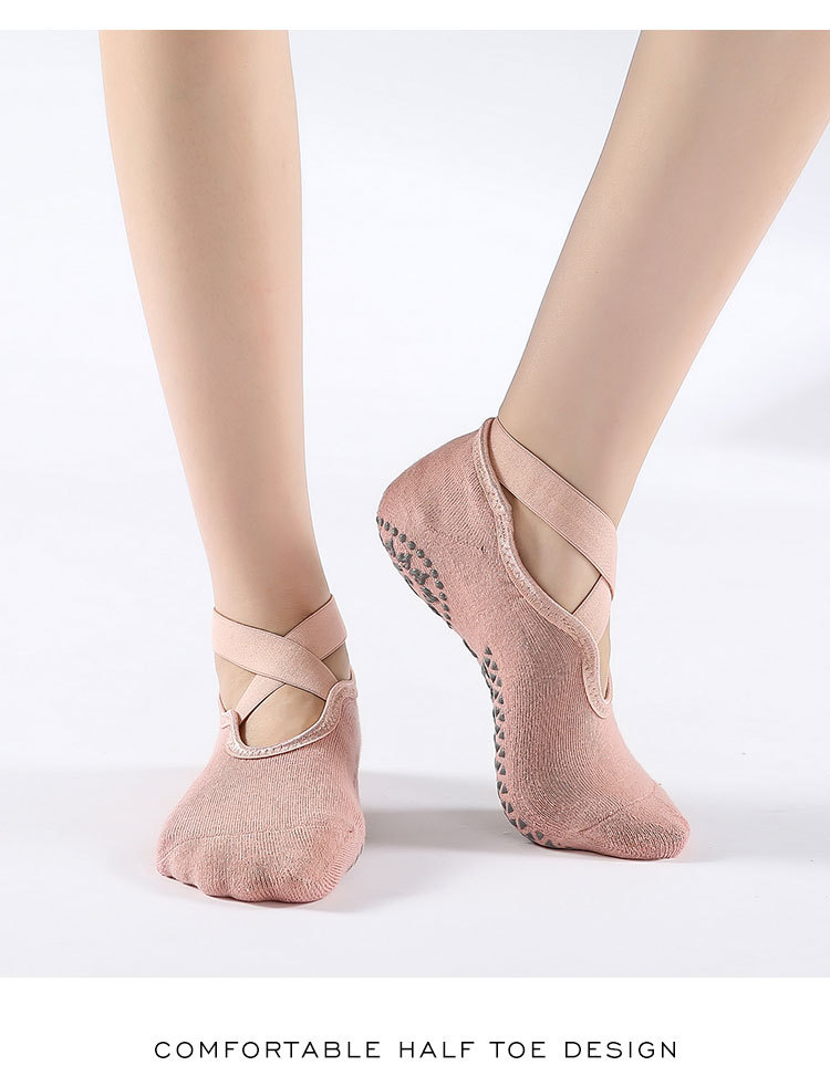 [Factory Direct Supply] Cross-Border Cotton Cross Yoga Socks Ballet Pilates Sports Dispensing Terry-Loop Hosiery