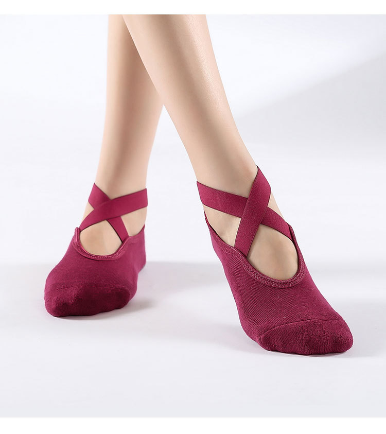 [Factory Direct Supply] Cross-Border Cotton Cross Yoga Socks Ballet Pilates Sports Dispensing Terry-Loop Hosiery