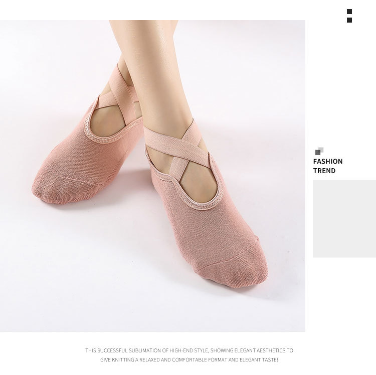 [Factory Direct Supply] Cross-Border Cotton Cross Yoga Socks Ballet Pilates Sports Dispensing Terry-Loop Hosiery