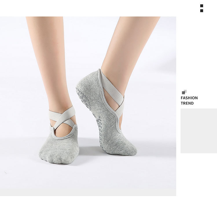 [Factory Direct Supply] Cross-Border Cotton Cross Yoga Socks Ballet Pilates Sports Dispensing Terry-Loop Hosiery