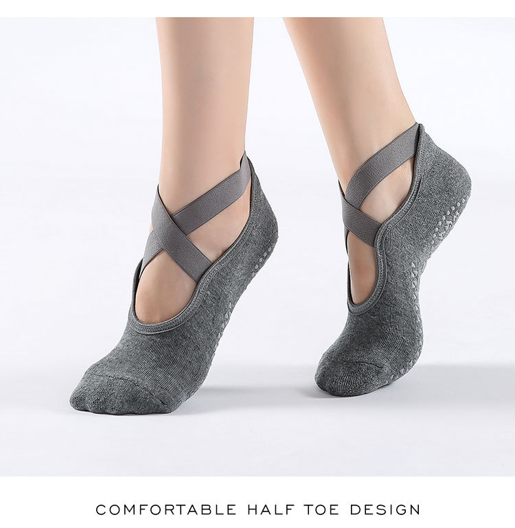 [Factory Direct Supply] Cross-Border Cotton Cross Yoga Socks Ballet Pilates Sports Dispensing Terry-Loop Hosiery