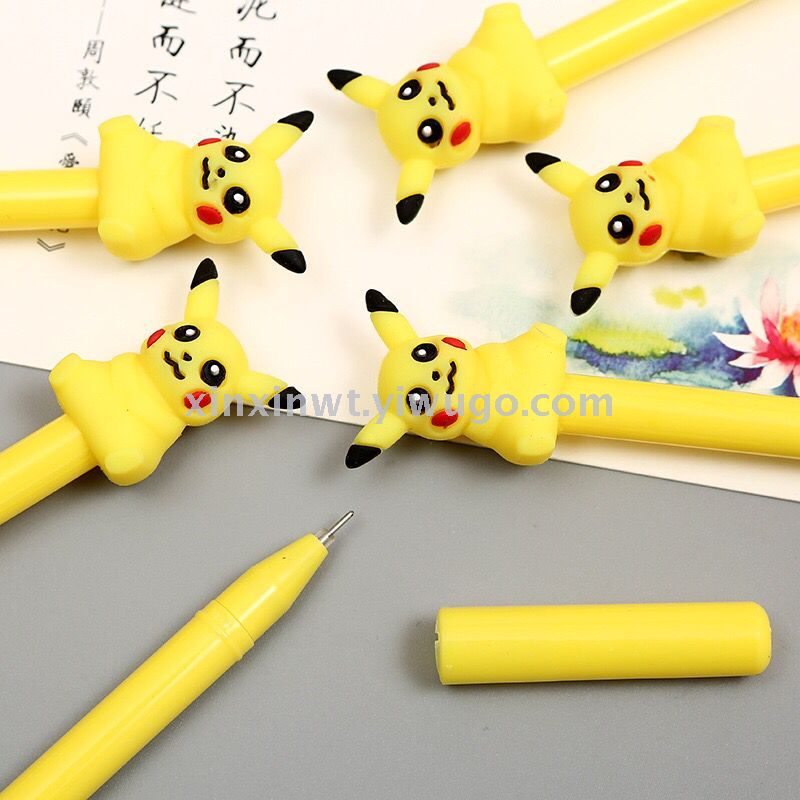 Factory Direct Sales Cute Cartoon Pikachu Gel Pen Simple Fresh Pikachu Black Signature Pen Office Supplies