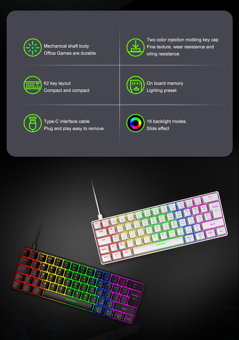 T60 Mechanical Keyboard 62 Keys Gaming Mechanical Keyboard Phablet Mac Gaming Electronic Sports Amazon T60 Mechanical Keyboard 62 Keys Gaming Mechanical Keyboard Phablet Mac Gaming Electronic Sports Amazon