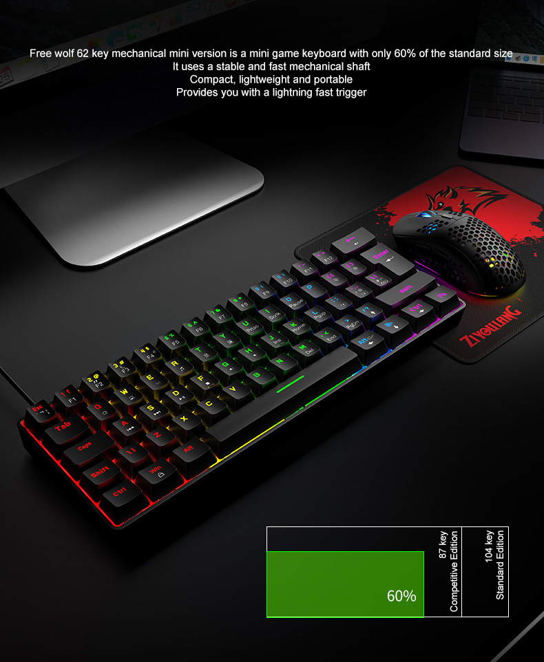 T60 Mechanical Keyboard 62 Keys Gaming Mechanical Keyboard Phablet Mac Gaming Electronic Sports Amazon T60 Mechanical Keyboard 62 Keys Gaming Mechanical Keyboard Phablet Mac Gaming Electronic Sports Amazon