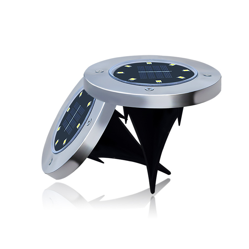 Amazon Cross-Border 8led Solar Stainless Steel Underground Lamp Outdoor New Plug-in Lawn Lamp Garden Lamp
