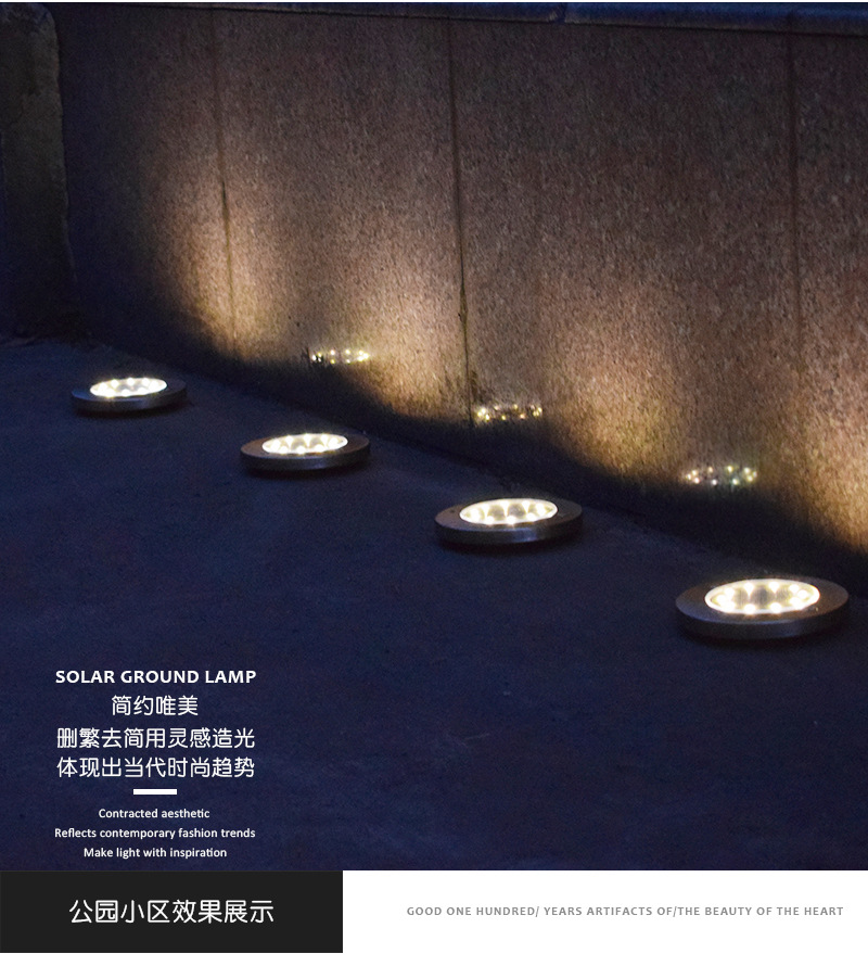 Amazon Cross-Border 8led Solar Stainless Steel Underground Lamp Outdoor New Plug-in Lawn Lamp Garden Lamp