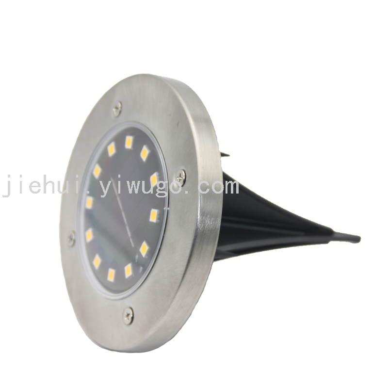 New LED Solar Ground Lamp Warm White Light Waterproof Lawn Landscape Light round Stainless Steel Courtyard Lawn Lamp