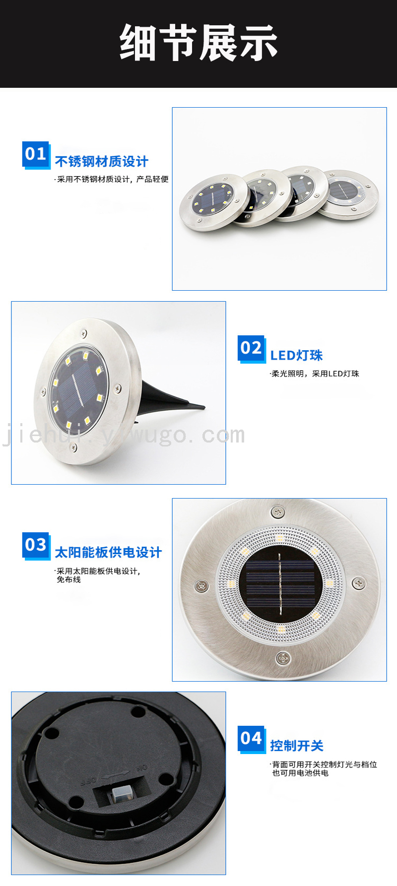 New LED Solar Ground Lamp Warm White Light Waterproof Lawn Landscape Light round Stainless Steel Courtyard Lawn Lamp New LED Solar Ground Lamp Warm White Light Waterproof Lawn Landscape Light round Stainless Steel Courtyard Lawn Lamp