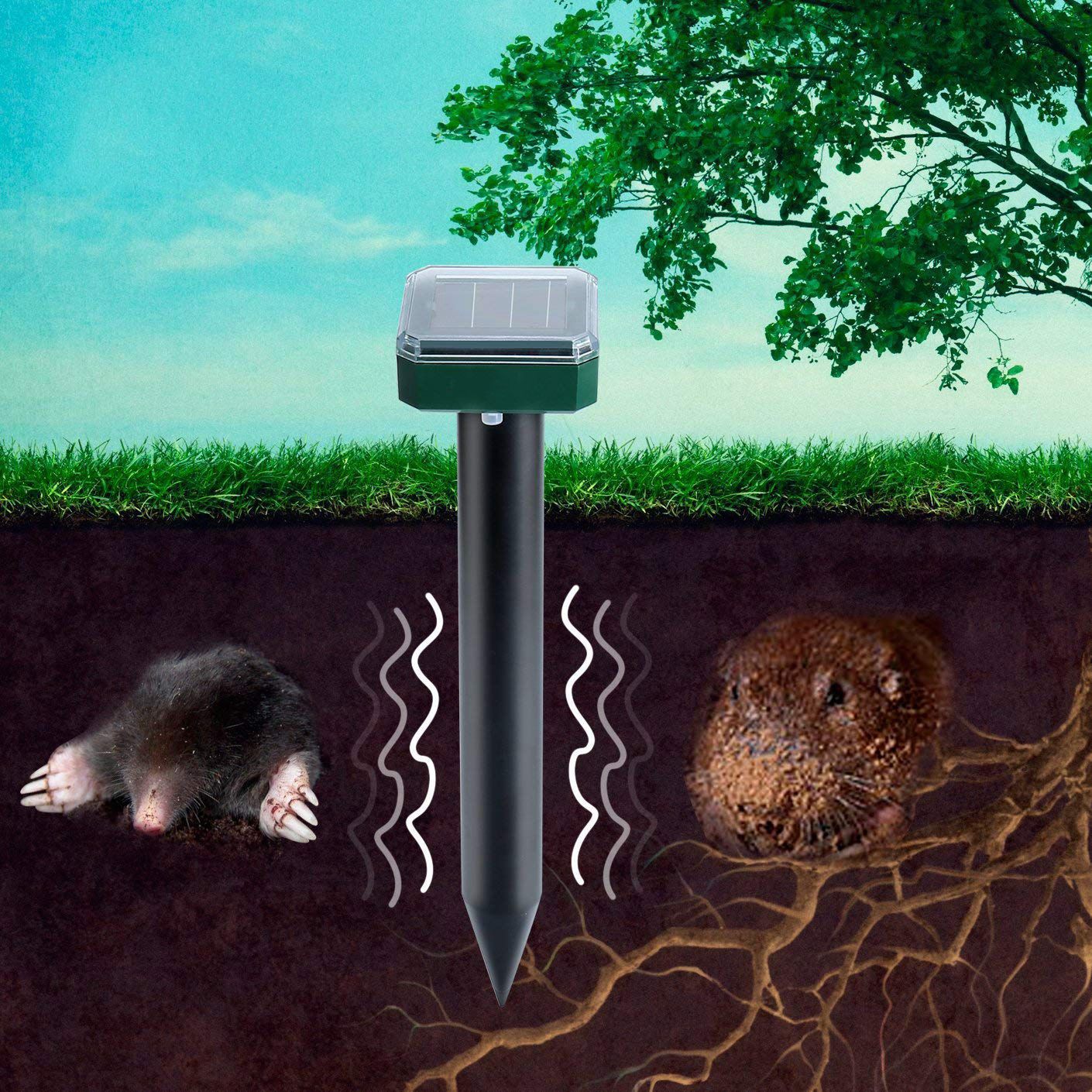 Solar Pest Repeller Ultrasonic Vibration Electronic Snake Repellent Multifunctional Lawn Waterproof Insect Killer