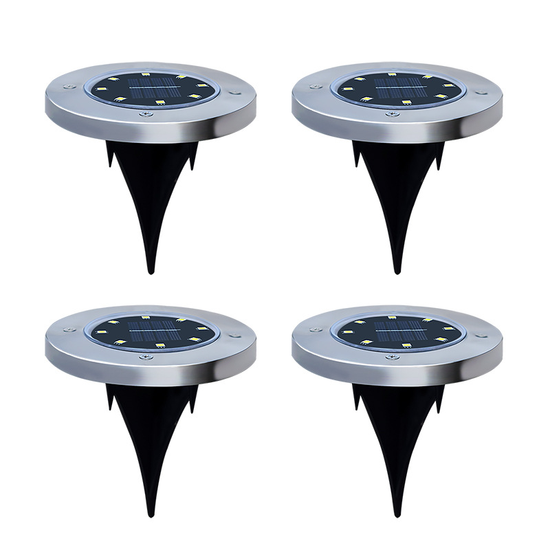 Amazon Cross-Border 8led Solar Stainless Steel Underground Lamp Outdoor New Plug-in Lawn Lamp Garden Lamp
