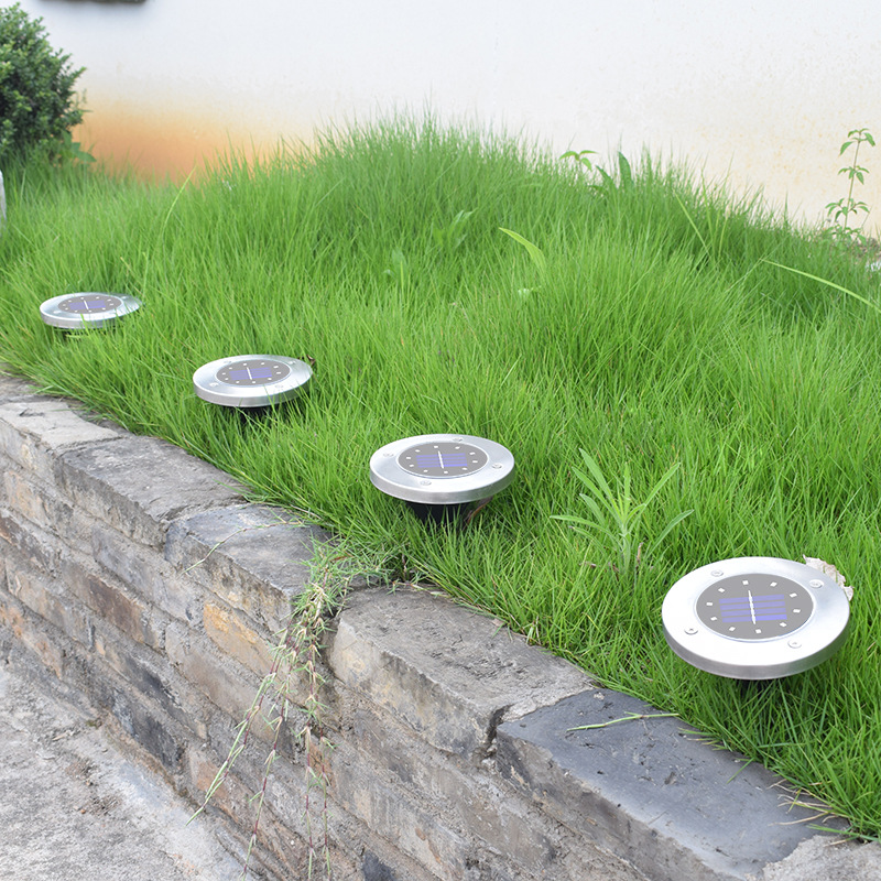 Amazon Cross-Border 8led Solar Stainless Steel Underground Lamp Outdoor New Plug-in Lawn Lamp Garden Lamp