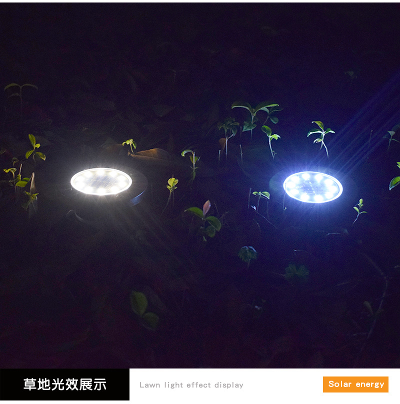 Amazon Cross-Border 8led Solar Stainless Steel Underground Lamp Outdoor New Plug-in Lawn Lamp Garden Lamp