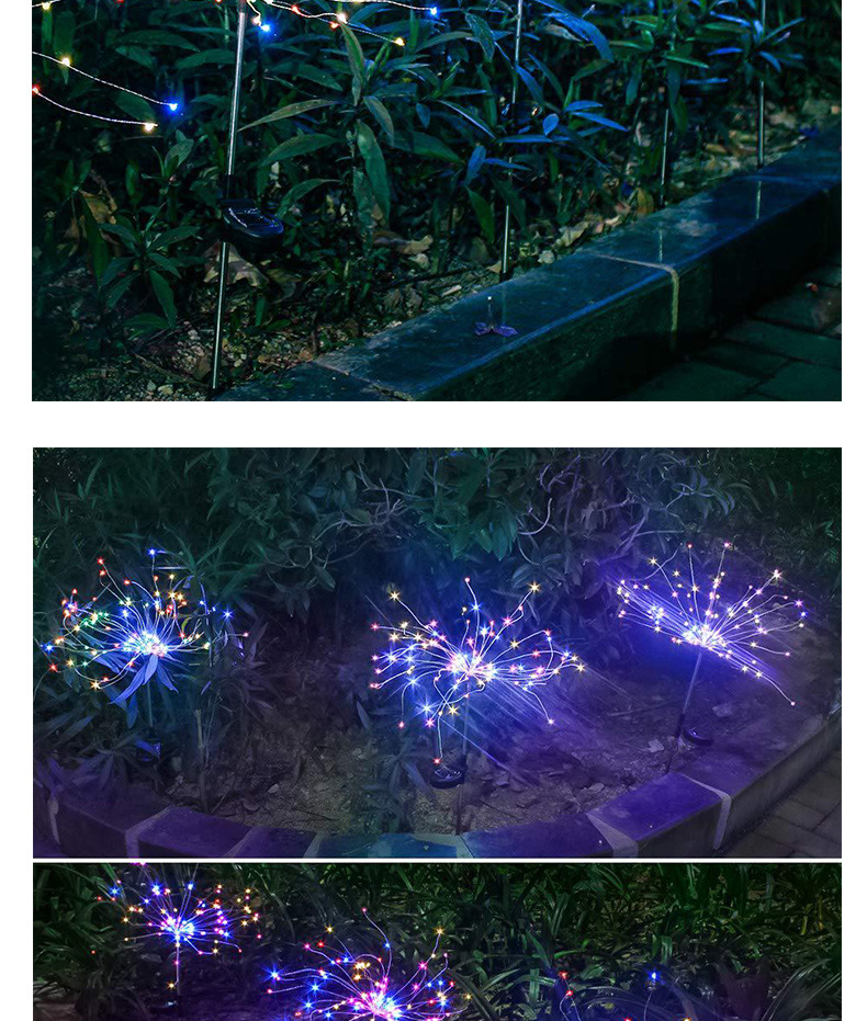 Solar Lawn Fireworks Lamp Dandelion Lighting Chain Outdoor Waterproof Christmas Decorative Lights