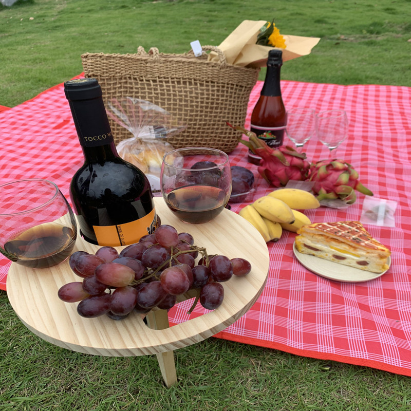 Creative Wooden Wine Glass Folding Bracket Lawn Floor Wine Rack Outdoor Picnic Camping Wine Rack Folding Crafts