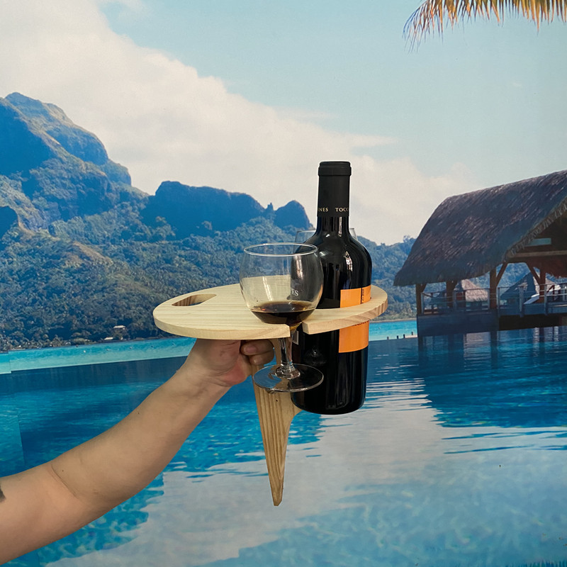 Creative Wooden Wine Glass Folding Bracket Lawn Floor Wine Rack Outdoor Picnic Camping Wine Rack Folding Crafts