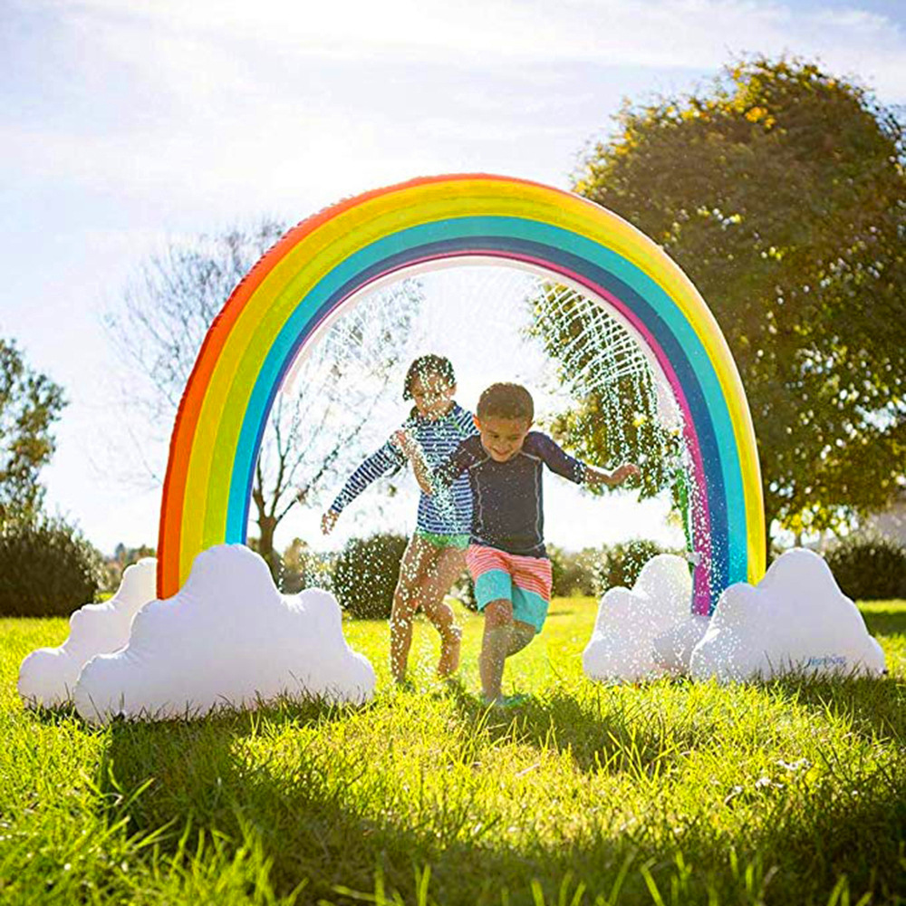 Rainbow Water Spraying Arch Children&#039;s Outdoor Water Toys Lawn Game Mat Inflatable Shark Water Spraying Arch Bridge