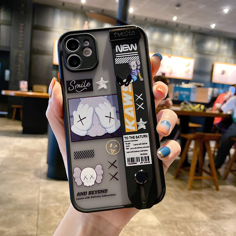 Creative Apple 12Promax Phone Case 7plus Wrist Strap Skin Feeling Iphone11 TikTok Generation X Foreign Trade Application