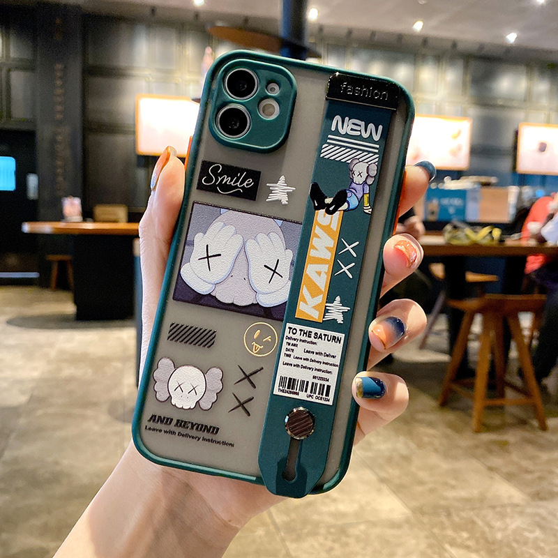 Creative Apple 12Promax Phone Case 7plus Wrist Strap Skin Feeling Iphone11 TikTok Generation X Foreign Trade Application