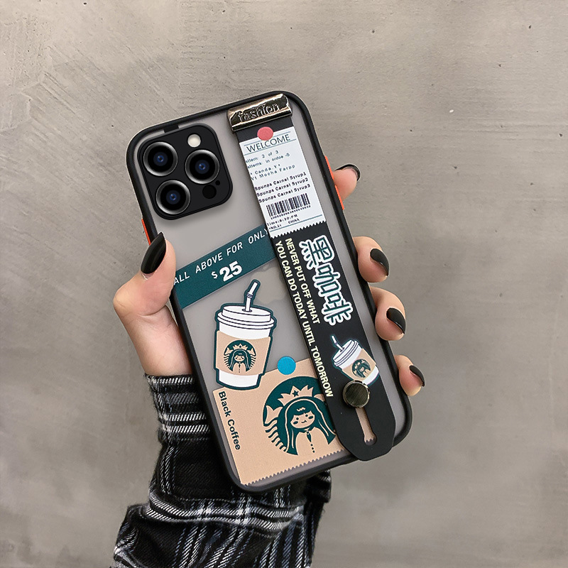 Creative Apple 12Promax Phone Case 7plus Wrist Strap Skin Feeling Iphone11 TikTok Generation X Foreign Trade Application