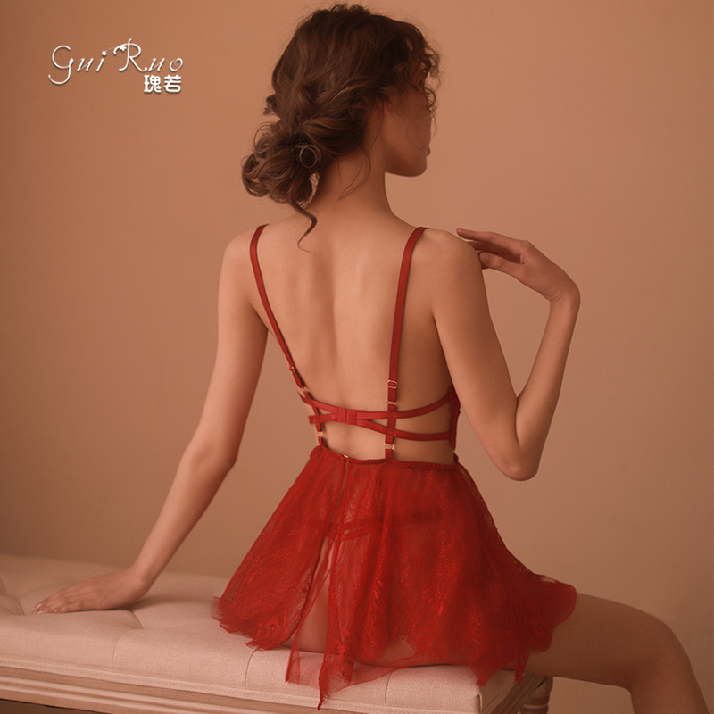 Rose Ruo New Sexy Sexy Push-up Underwear Temptation Perspective Set Nightdress Hollow Lace Limited Price 46 Yuan 176#