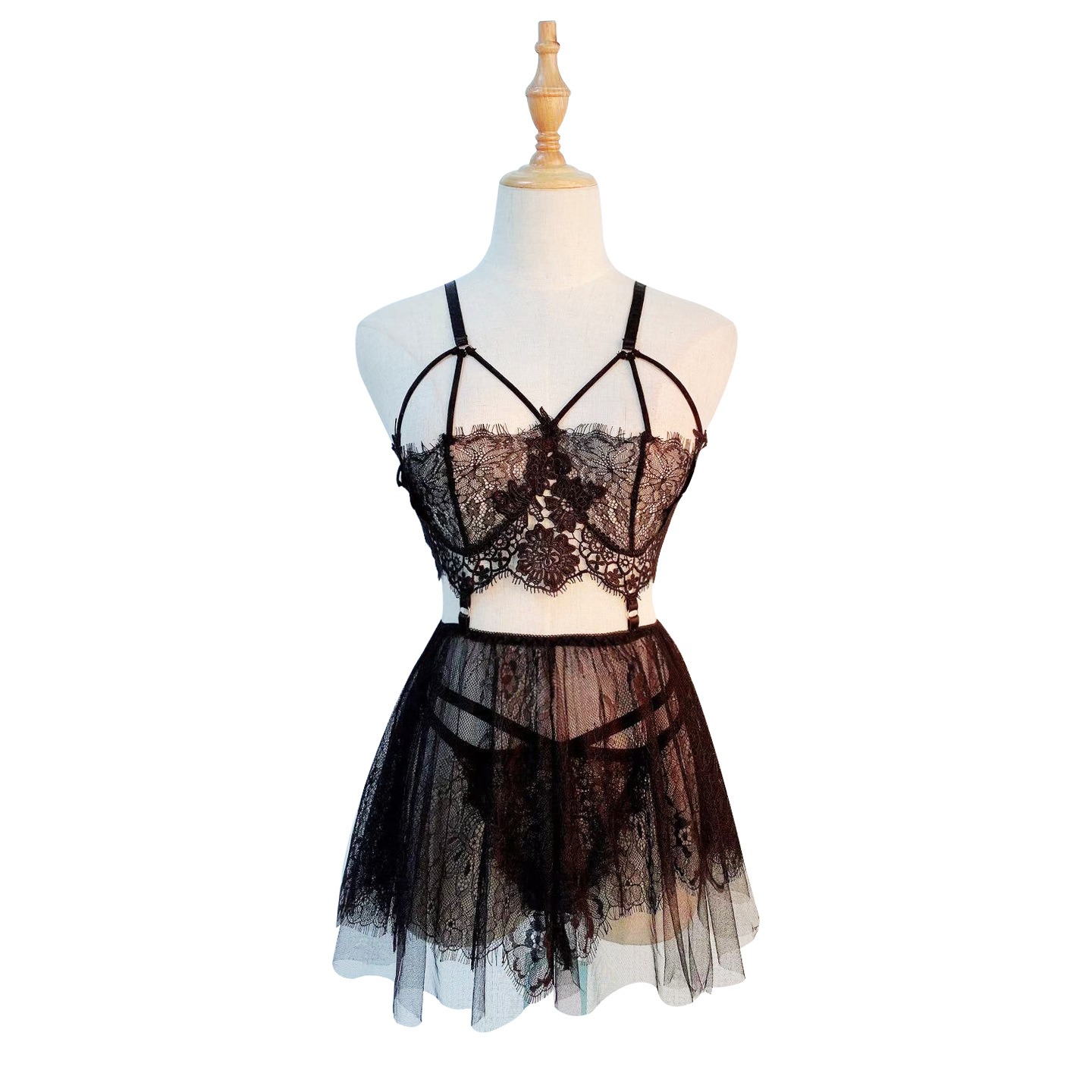 Rose Ruo New Sexy Sexy Push-up Underwear Temptation Perspective Set Nightdress Hollow Lace Limited Price 46 Yuan 176#