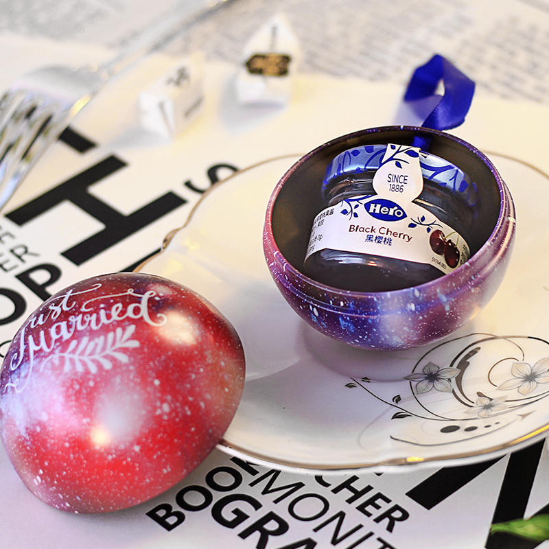 Star wedding candy box round shape tinplate small love tree ferrero candy box package