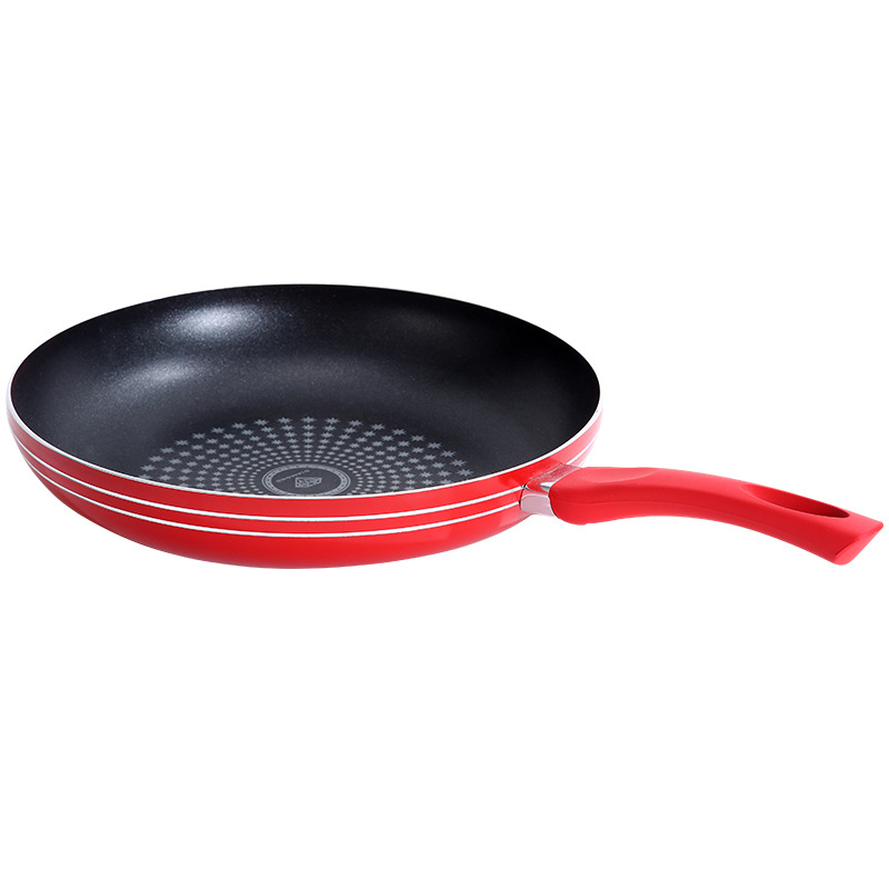 Steak Fry Pan Red Non-Coated Non-Stick Pan Household Aluminum Alloy Pan Frying Pan Frying Pan Factory Direct Sales