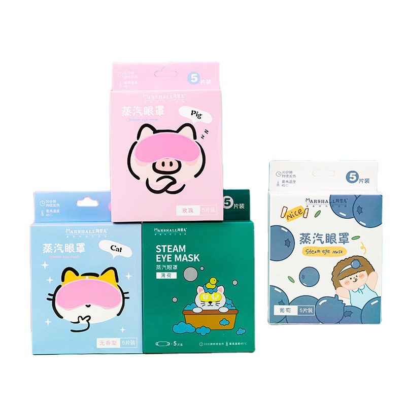 Cartoon Steam Eyeshade 5 Pieces Boxed Travel Sleep Eye Fatigue Eye Shield Student Lunch Break Boutique Eye Mask