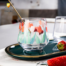 Korean Fashion Ins Daisy Tulip Glass Cup Women's Goblet Juice Cup Dessert Wine Glass Net Red Wine Cup