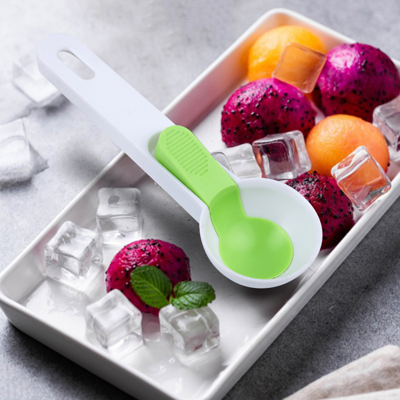 Factory Direct Sale Kitchen Tools Plastic Ice-Cream Spoon Fruit Ball Scoop Pop-up Ice Cream Jelly Spoon