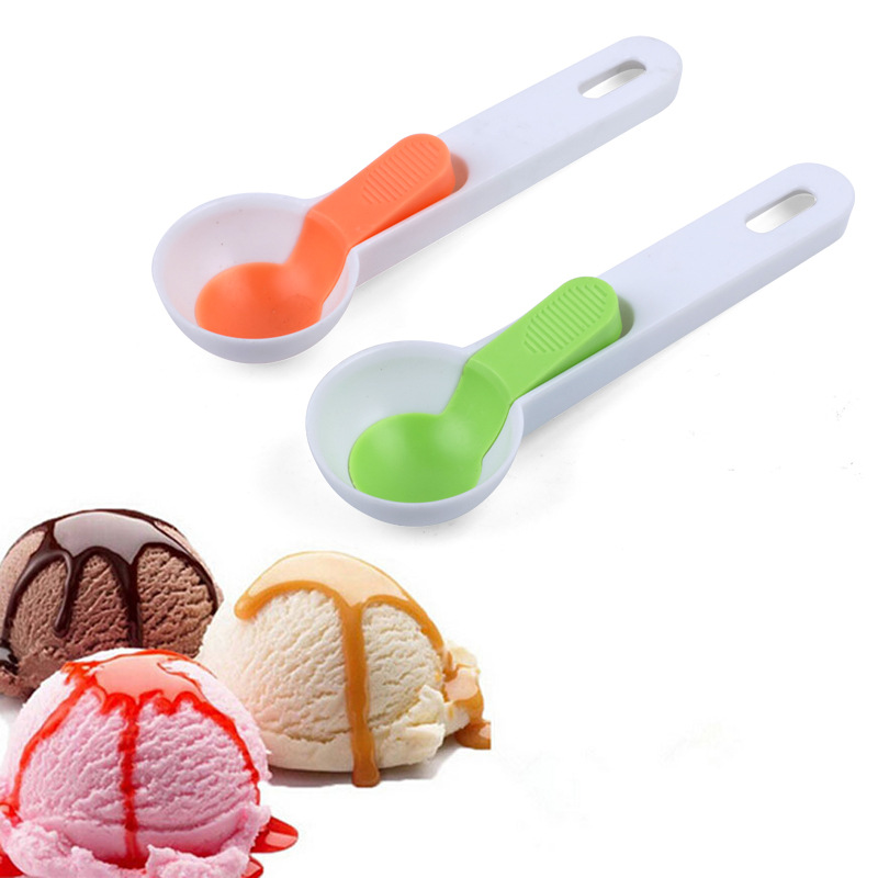 Factory Direct Sale Kitchen Tools Plastic Ice-Cream Spoon Fruit Ball Scoop Pop-up Ice Cream Jelly Spoon