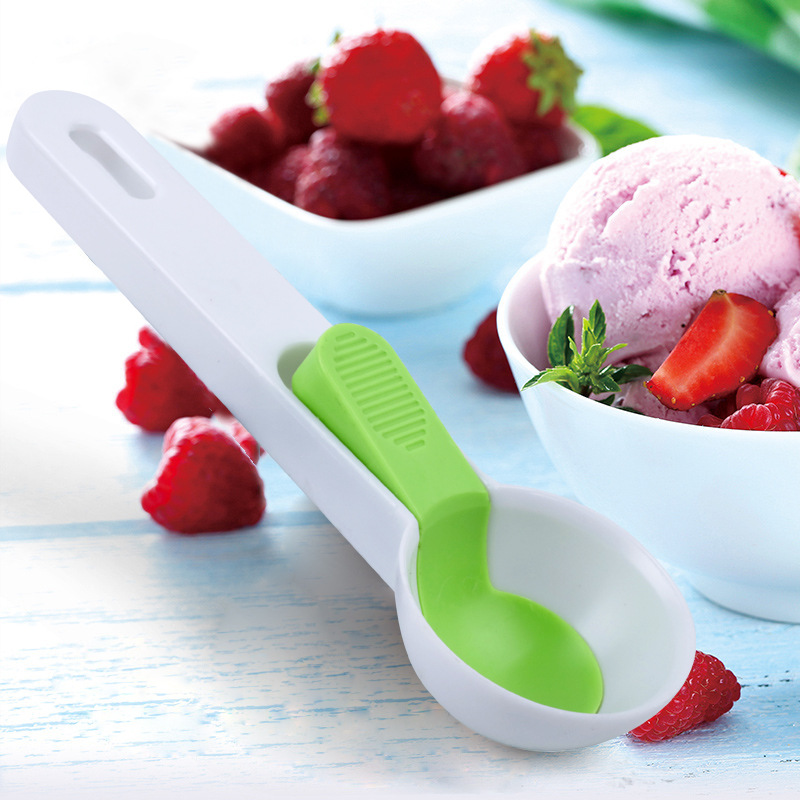 Factory Direct Sale Kitchen Tools Plastic Ice-Cream Spoon Fruit Ball Scoop Pop-up Ice Cream Jelly Spoon