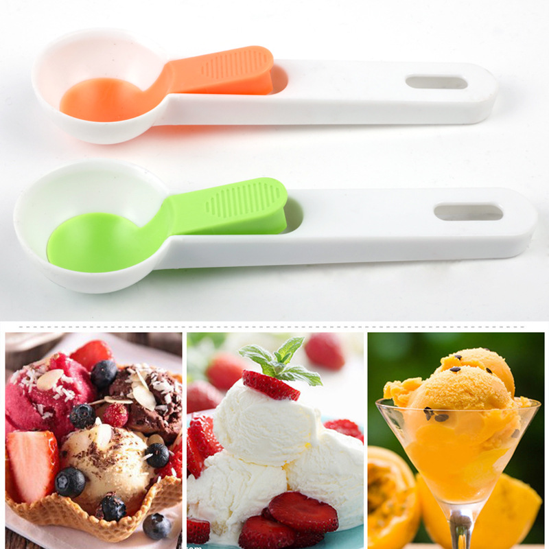 Factory Direct Sale Kitchen Tools Plastic Ice-Cream Spoon Fruit Ball Scoop Pop-up Ice Cream Jelly Spoon