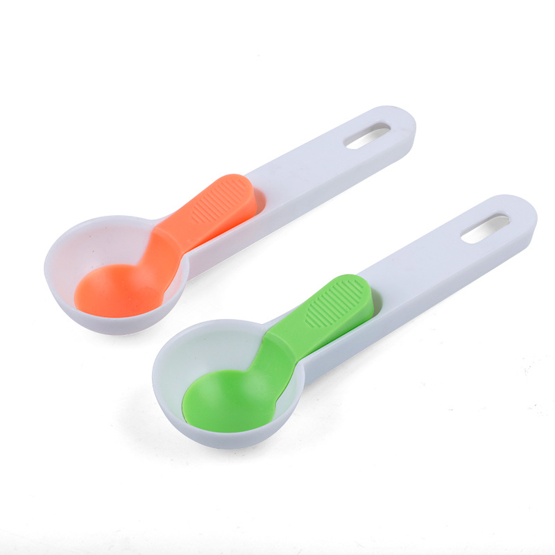 Factory Direct Sale Kitchen Tools Plastic Ice-Cream Spoon Fruit Ball Scoop Pop-up Ice Cream Jelly Spoon