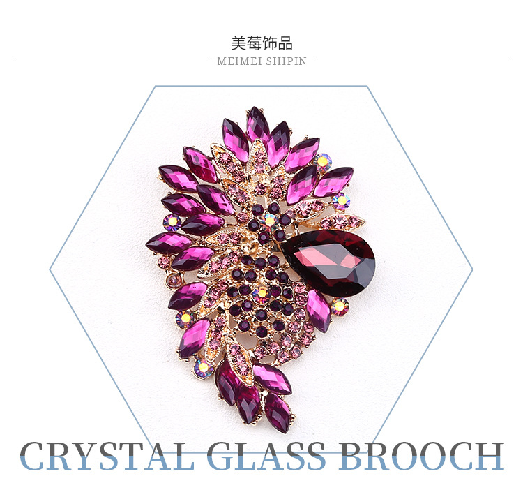 Africa's best-selling brooch color glass large glass brooch crystal glass brooch corsage clothing accessories