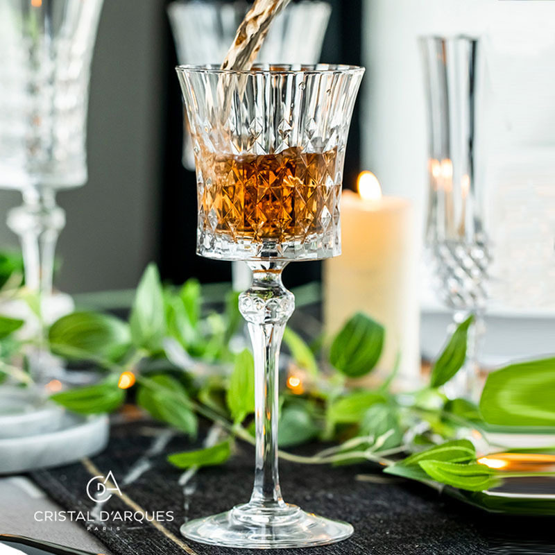 Small Age Same Style French Imported Bow and Arrow CDA Crystal Champagne Glass Carved Red Wine Glass Goblet Wine Glass
