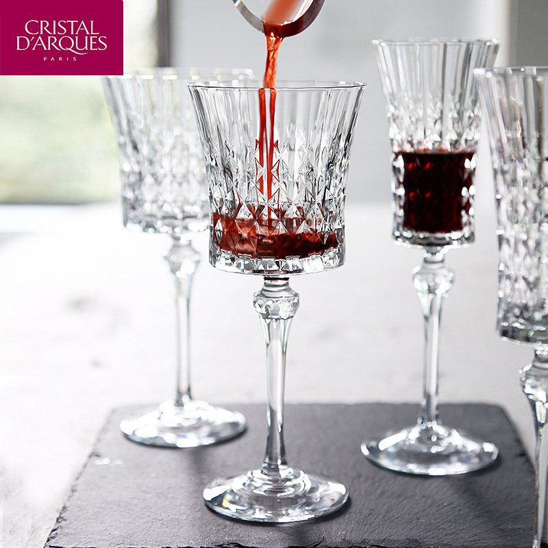 Small Age Same Style French Imported Bow and Arrow CDA Crystal Champagne Glass Carved Red Wine Glass Goblet Wine Glass