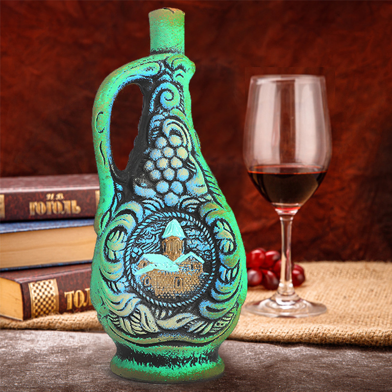 Georgia Pottery Pot Red Wine Original Bottle Imported Gift Giving Presents Georgia Painted Pottery Dry Red Wine