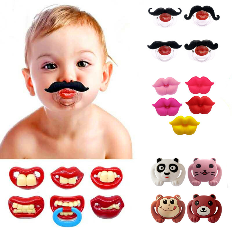 Baby Silica Gel Pacifier Funny Tooth Nipple Baby Rabbit Teeth Funny Pacifier Beard Nipple