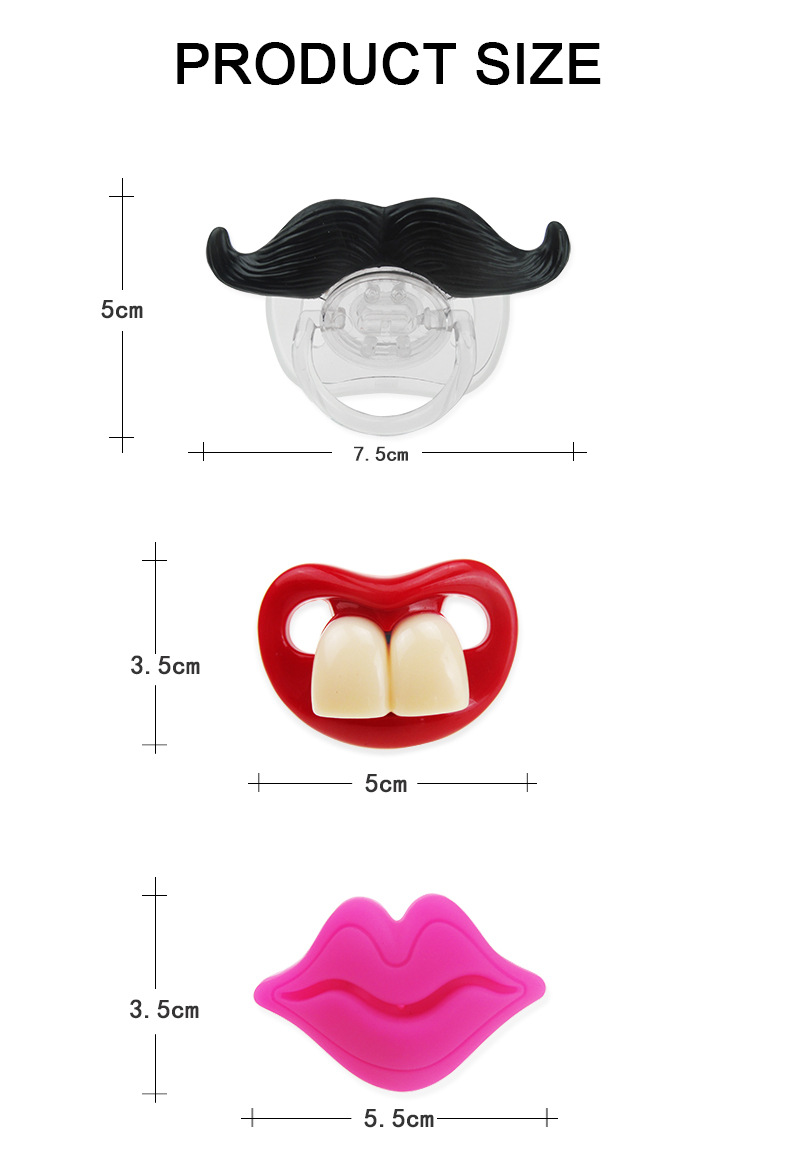 20 style pacifiers  baby's funny pacifier, mustache, teeth, red lips and silicone pacifiers