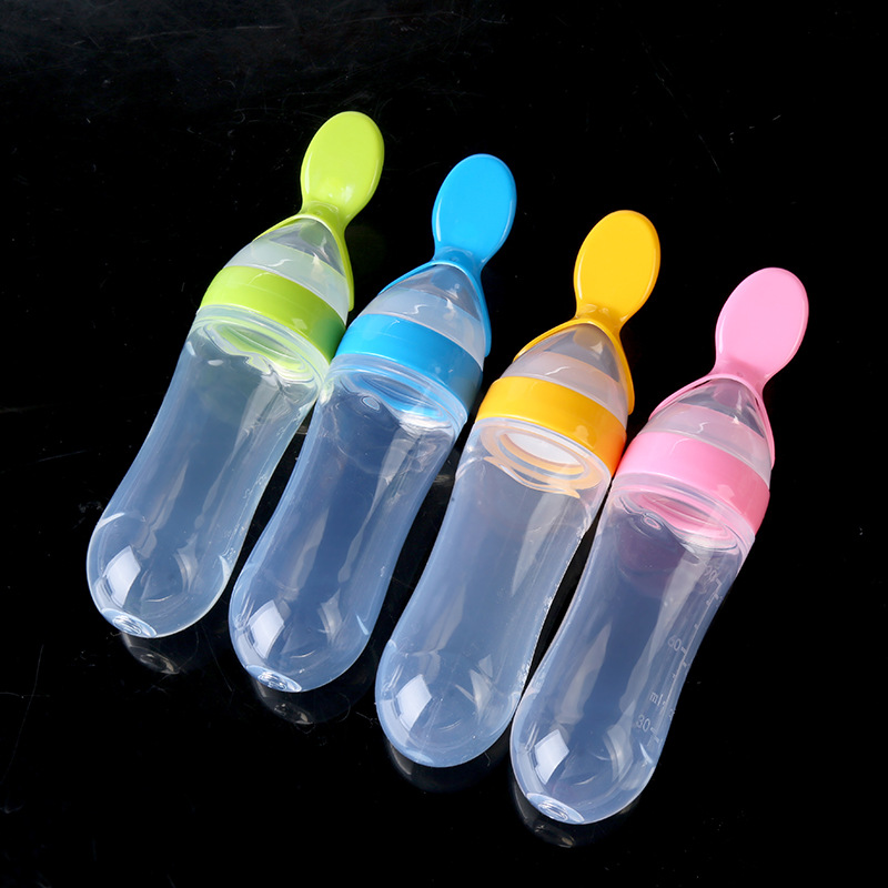 Baby Rice Paste Spoon Baby Training Silicone Nursing Bottle Squeeze Spoon Baby Food Bottle Rice Paste Bottle