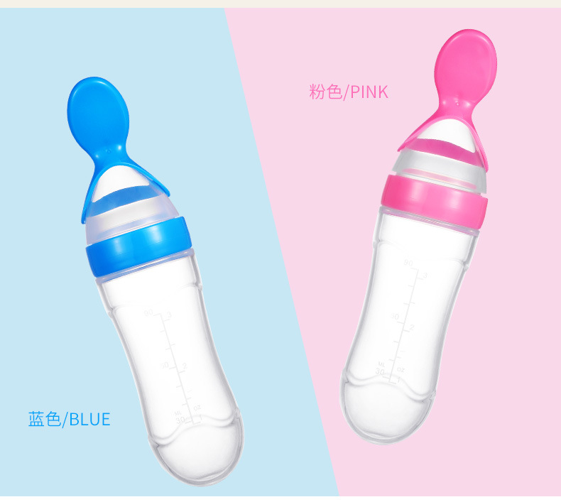 Baby Rice Paste Bottle Baby Silicone Nursing Bottle Squeeze Spoon Children Food Supplement Bottle Rice Paste Spoon 