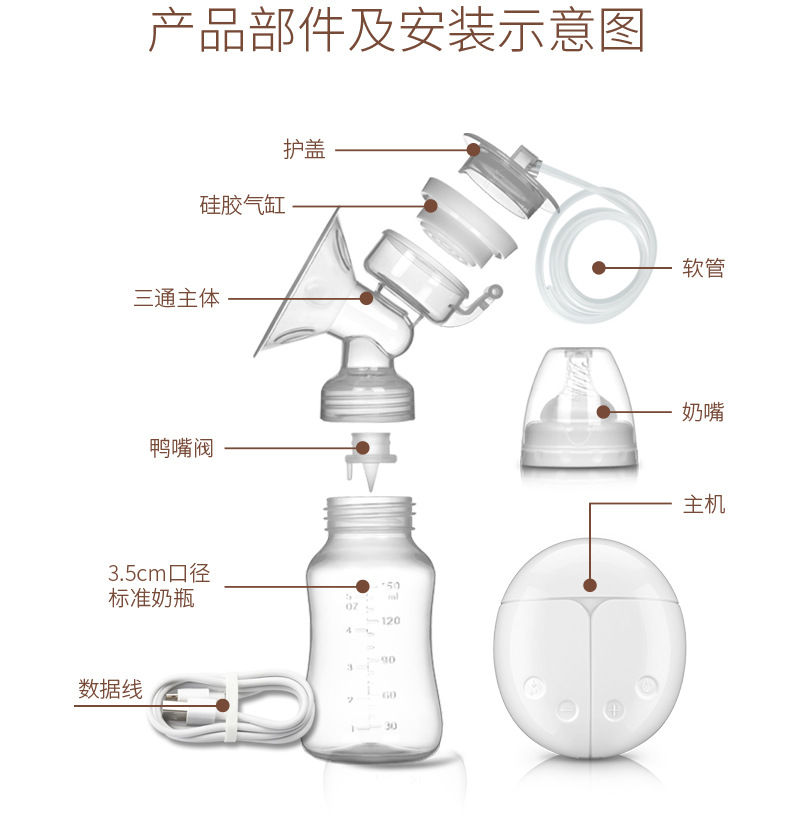 Bilateral Electric Breast Pump Milker Mute Breast Pump Automatic Maternal Maternal and Child Supplies