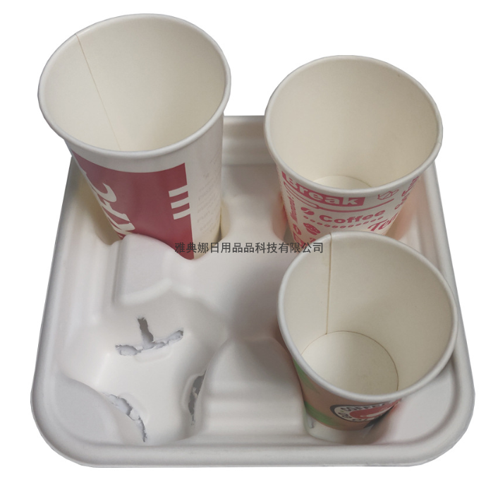 4-Grid Sugar Cane Pulp Disposable Environmentally Friendly Degradable Packaging Take-out Coffee Milk Tea Cup Saucer 4-Grid Sugar Cane Pulp Disposable Environmentally Friendly Degradable Packaging Take-out Coffee Milk Tea Cup Saucer