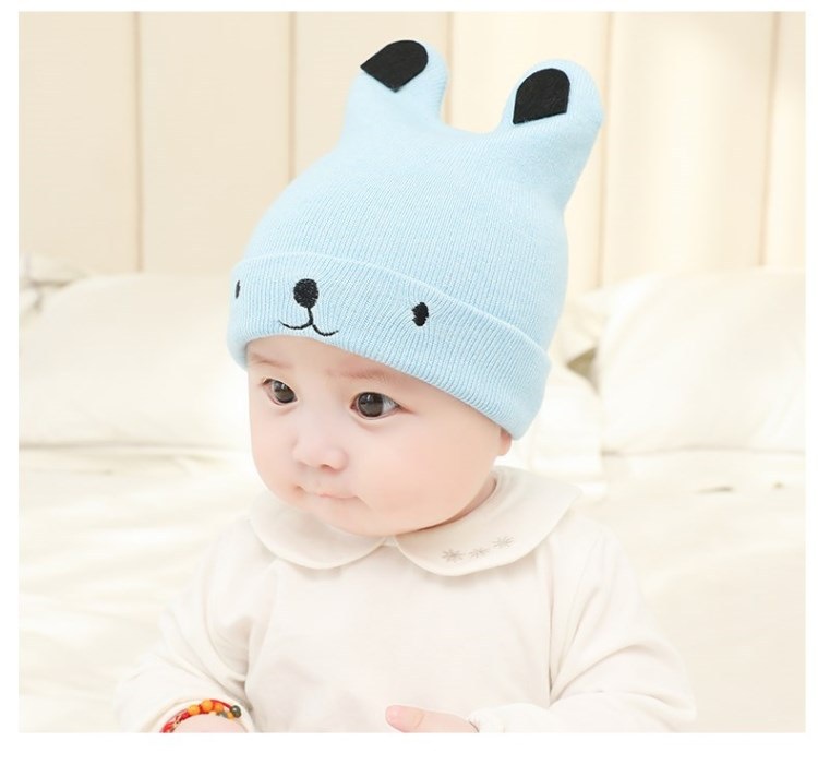 Cute Infants Baby Hat Wool Knitted Bear Ears Sleeve Cap Boys and Girls Horn Hat Autumn and Winter Cute Infants Baby Hat Wool Knitted Bear Ears Sleeve Cap Boys and Girls Horn Hat Autumn and Winter